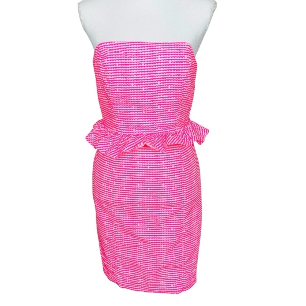 Lilly Pulitzer Strapless Lowe Dress in Fiesta Pink Gingham Size 00 - Picture 3 of 10